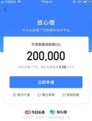放心借200.000是多少额度？（哪个平台借款可借200）
