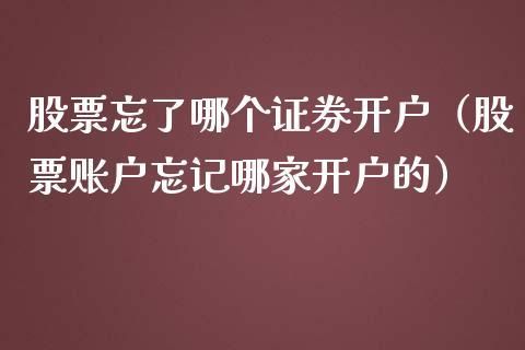 我在十年前就在证券公司开了户，可我忘了是哪个证券公司了，怎么办？（不记得股票账户是哪个券商）